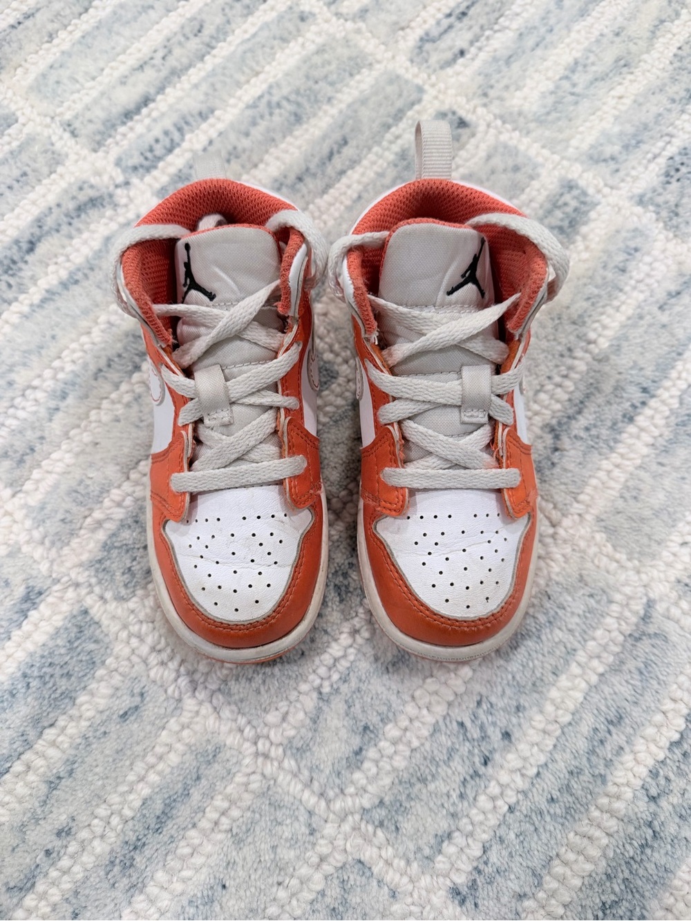 Jordan Kids High-Top Sneakers in White and Orange